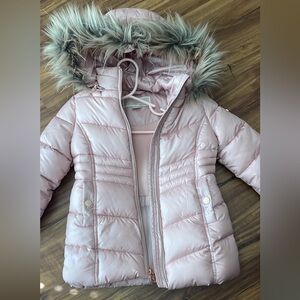 Pink puffer coat